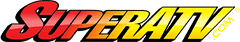 A horizontal SuperATV logo in red and yellow against a transparent background.