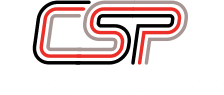 A horizontal CSP logo in black, red, and gray against a transparent background.