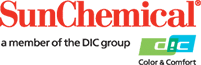 A horizontal SunChemical logo in red and a member of the DIC group text against a transparent background.