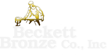 A horizontal Beckett Bronze Company Foundry & Precision Machining logo in white against a transparent background.