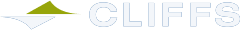 A horizontal Cliffs logo in white against a transparent background.